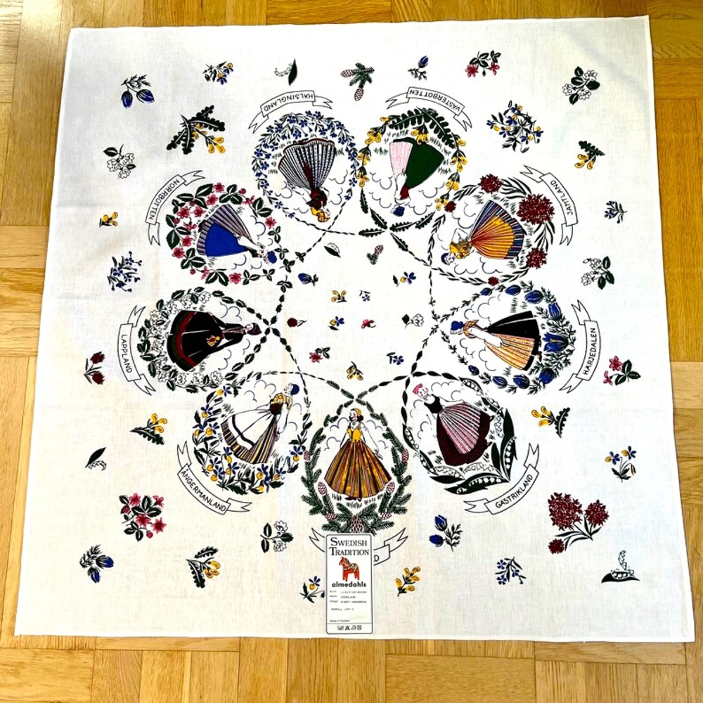 Vintage 1950s Swedish Folk Costume Tablecloth/Tapestry